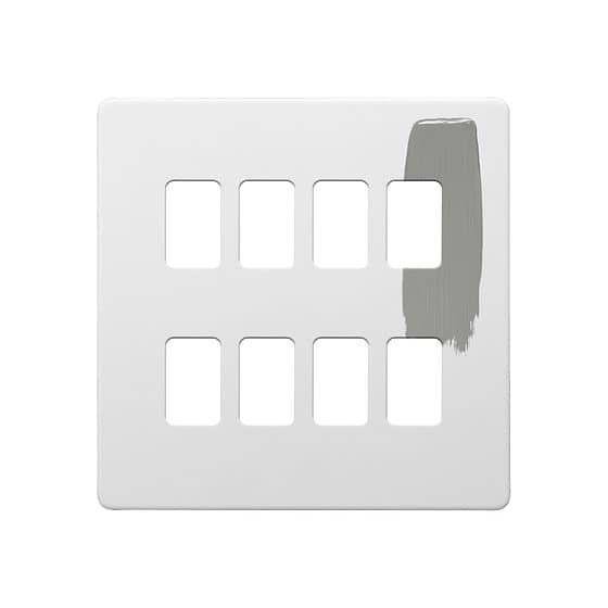 Soho Lighting Primed Paintable 8 Gang RM Rectangular Module Grid Plate