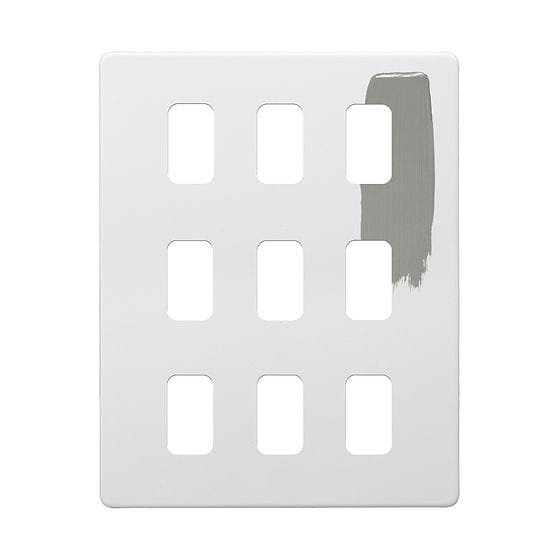 Soho Lighting Primed Paintable 9 Gang RM Rectangular Module Grid Plate