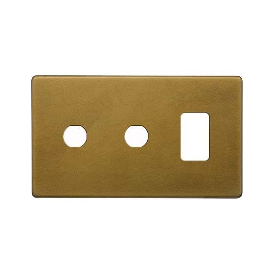 Soho Lighting Old Brass 3 Gang 1RM+2CM Dual Module Grid Switch Plate