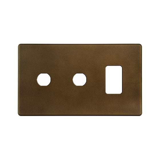 Soho Lighting Vintage Brass 3 Gang 1RM+2CM Dual Module Grid Switch Plate