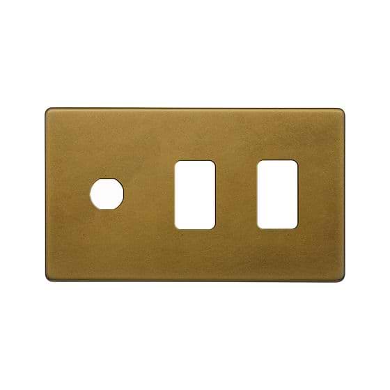 Soho Lighting Old Brass 3 Gang 2RM+1CM Dual Module Grid Switch Plate