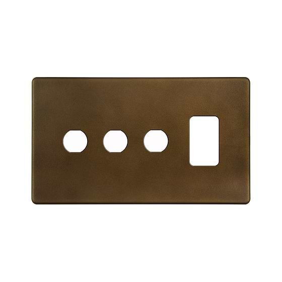 Soho Lighting Vintage Brass 4 Gang 1RM+3CM Dual Module Grid Switch Plate