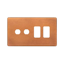 Soho Lighting Antique Copper 4 Gang 2RM+2CM Dual Module Grid Switch Plate