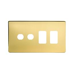 Soho Lighting Brushed Brass 4 Gang 2RM+2CM Dual Module Grid Switch Plate