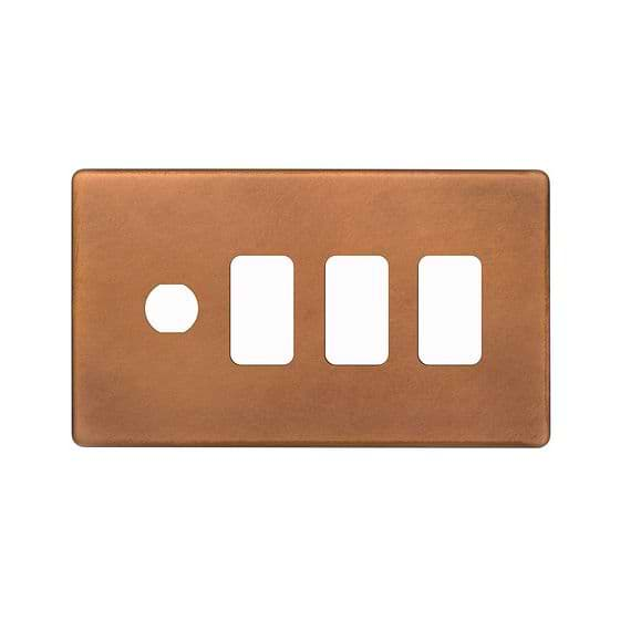 Soho Lighting Antique Copper 4 Gang 3RM+1CM Dual Module Grid Switch Plate