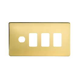 Soho Lighting Brushed Brass 4 Gang 3RM+1CM Dual Module Grid Switch Plate