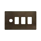 Soho Lighting Vintage Brass 4 Gang 3RM+1CM Dual Module Grid Switch Plate