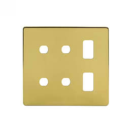 Soho Lighting Brushed Brass 6 Gang 2RM+4CM Dual Module Grid Switch Plate