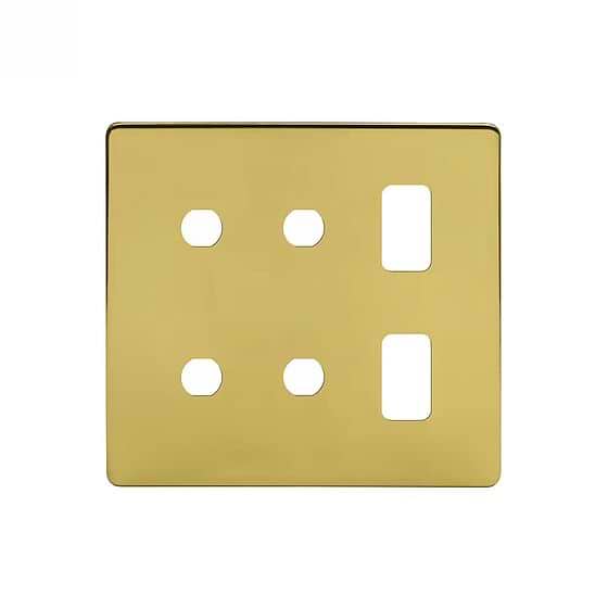 Soho Lighting Brushed Brass 6 Gang 2RM+4CM Dual Module Grid Switch Plate