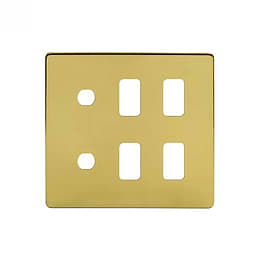 Soho Lighting Brushed Brass 6 Gang 4RM+2CM Dual Module Grid Switch Plate