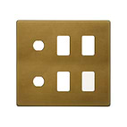 Soho Lighting Old Brass 6 Gang 4RM+2CM Dual Module Grid Switch Plate