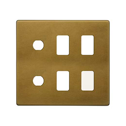 Soho Lighting Old Brass 6 Gang 4RM+2CM Dual Module Grid Switch Plate