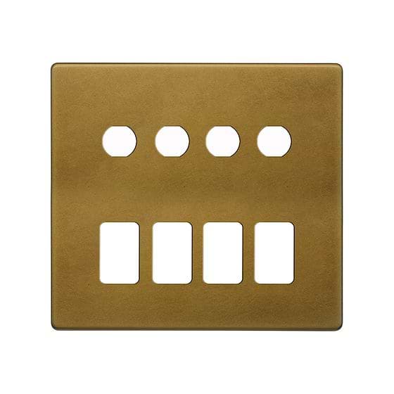 Soho Lighting Old Brass 8 Gang 4RM+4CM Dual Module Grid Switch Plate