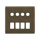 Soho Lighting Vintage Brass 8 Gang 4RM+4CM Dual Module Grid Switch Plate