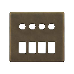 Soho Lighting Vintage Brass 8 Gang 4RM+4CM Dual Module Grid Switch Plate