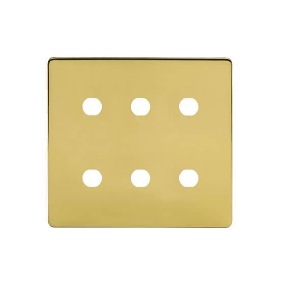 Soho Lighting Brushed Brass 6 Gang CM Circular Module Grid Switch Plate