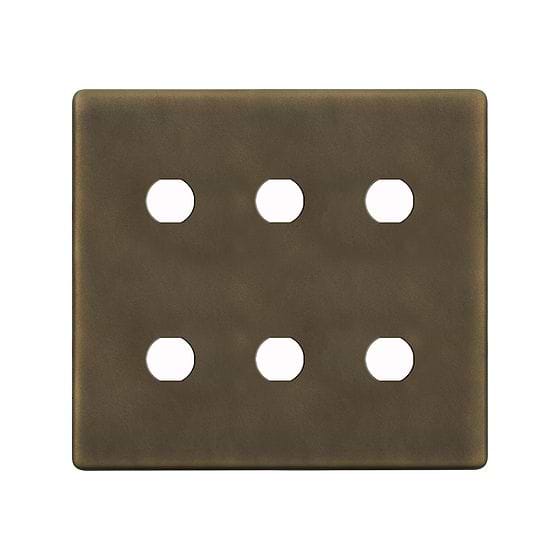 Soho Lighting Vintage Brass 6 Gang CM Circular Module Grid Switch Plate