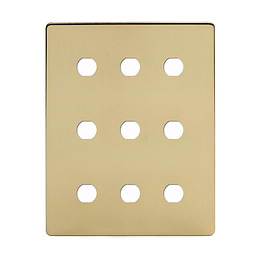 Brushed Brass 9 Gang Grid Plate
