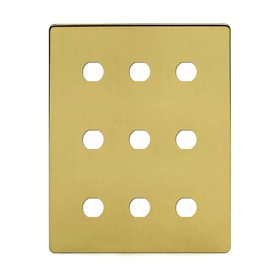 Soho Lighting Brushed Brass 9 Gang CM Circular Module Grid Switch Plate