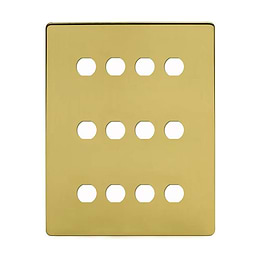 Brushed Brass 12 Gang Grid Plate
