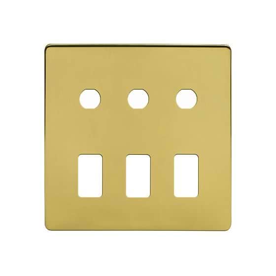 Soho Lighting Brushed Brass 6 Gang 3RM+3CM Dual Module Grid Switch Plate