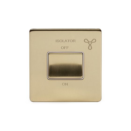 Soho Lighting Brushed Brass 10A 1 Gang 1 Way 3-Pole Fan Isolator Switch Wht Ins Screwless