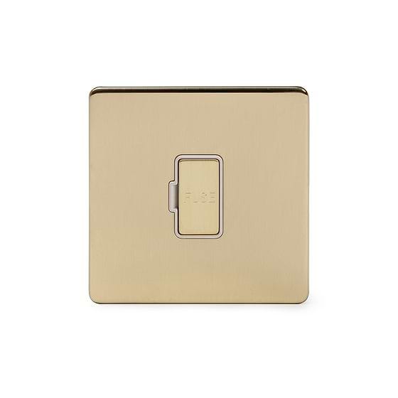Soho Lighting Brushed Brass 13A Unswitched Fuse Connection Unit Wht Ins Screwless