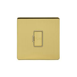 Soho Lighting Brushed Brass 13A Unswitched Fuse Connection Unit Wht Ins Screwless