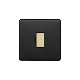 Soho Lighting Matt Black & Brushed Brass 13A Unswitched Fused Connection Unit (FCU) Black Insert Screwless