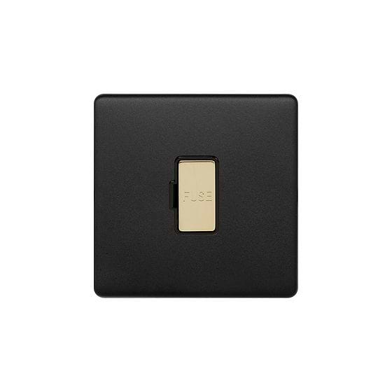 Soho Lighting Matt Black & Brushed Brass 13A Unswitched Fused Spur (FCU) Black Insert Screwless