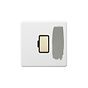 Soho Lighting Primed Paintable Fused Connection Unit (FCU) Unswitched 13A Double Pole with Brushed Brass Switch with Black Insert