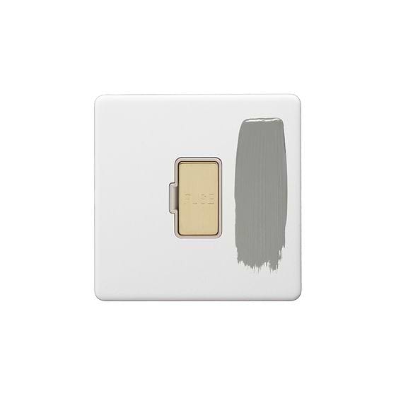 Soho Lighting Primed Paintable Fused Connection Unit (FCU) Unswitched 13A Double Pole with Brushed Brass Switch with White Insert