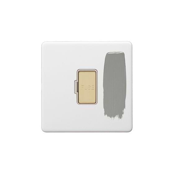 Soho Lighting Primed Paintable Fused Spur (FCU) Unswitched 13A Double Pole with Brushed Brass Switch with White Insert