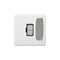 Soho Lighting Primed Paintable Fused Connection Unit (FCU) Unswitched 13A Double Pole with Brushed Chrome Switch and Black Insert