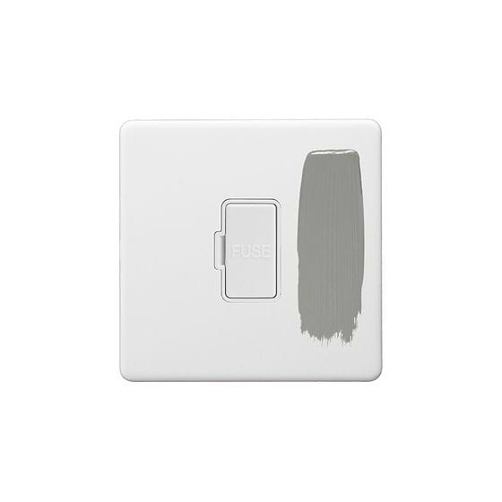 Soho Lighting Primed Paintable Fused Connection Unit (FCU) Unswitched 13A Double Pole with Brushed Chrome Switch and White Insert