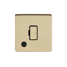 Soho Lighting Brushed Brass 13A Unswitched Connection Unit Flex Outlet Black Insert Screwless