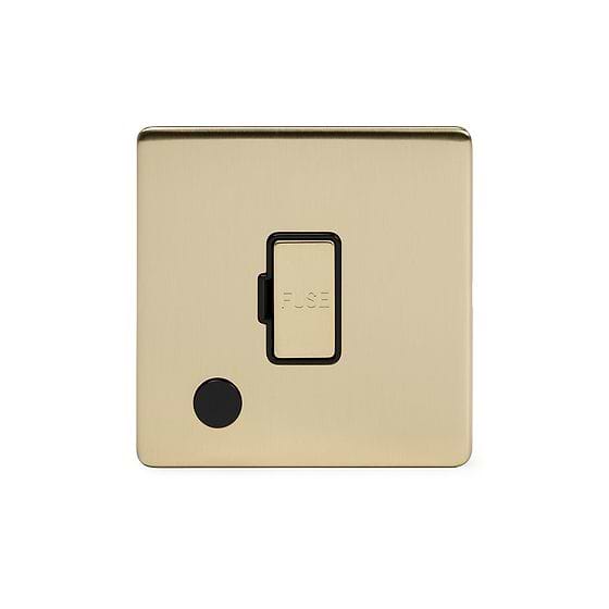 Soho Lighting Brushed Brass 13A Unswitched Connection Unit Flex Outlet Black Insert Screwless