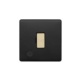 Soho Lighting Matt Black & Brushed Brass 13A Unswitched Flex Outlet Black Insert Screwless