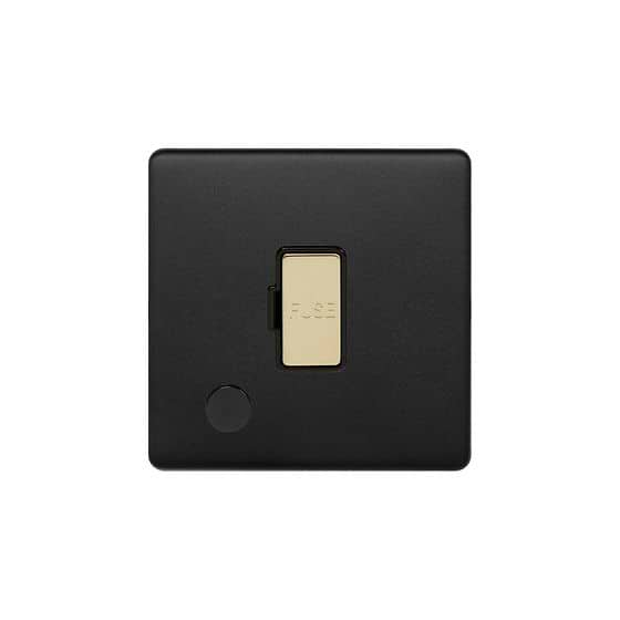 Soho Lighting Matt Black & Brushed Brass 13A Unswitched Flex Outlet Black Insert Screwless