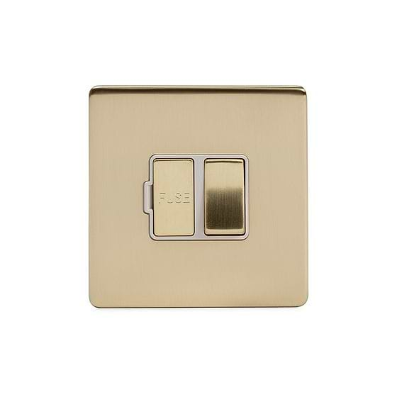 Soho Lighting Brushed Brass 13A Switched Fuse Connection Unit Wht Ins Screwless