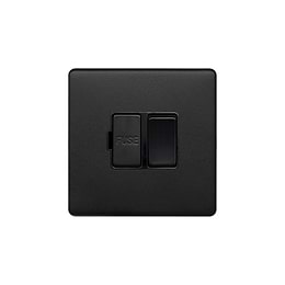 Soho Lighting Matt Black 13A Switched Fused Spur (FCU) Black Insert Screwless