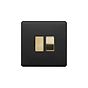 Soho Lighting Matt Black & Brushed Brass 13A Switched Fused Spur (FCU) Black Insert Screwless