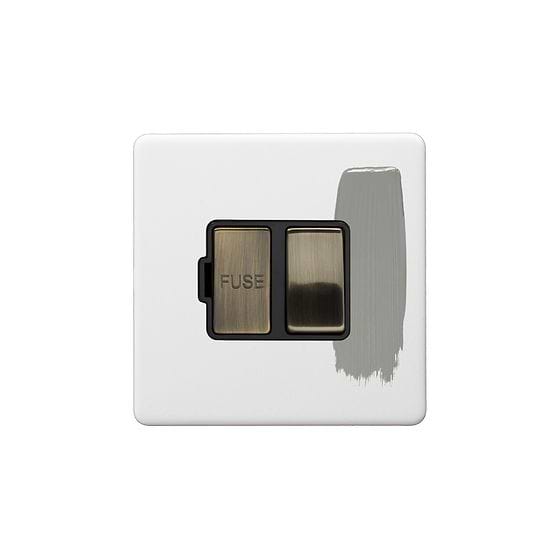 Soho Lighting Primed Paintable Switched Fused Connection Unit (FCU) 13A Double Pole with Antique Brass Switch