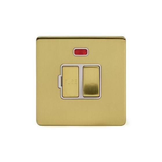 Soho Lighting Brushed Brass 13A Switched Fused Connection Unit (FCU) With Neon Wht Ins Screwless