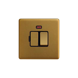 Soho Lighting Old Brass 13A Double Pole Switched Fused Connection Unit (FCU) With Neon