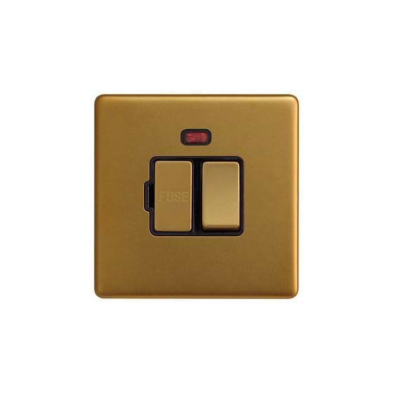 Soho Lighting Old Brass 13A Double Pole Switched Fused Connection Unit (FCU) With Neon