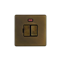 Soho Lighting Vintage Brass 13A Double Pole Switched Fused Connection Unit (FCU) With Neon