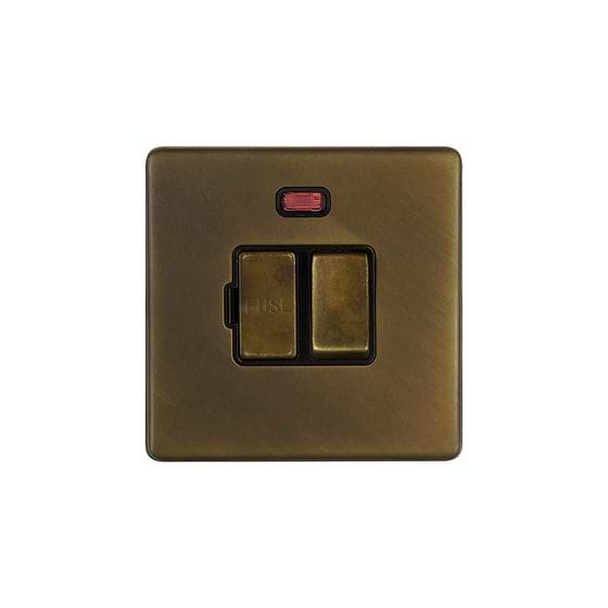 Soho Lighting Vintage Brass 13A Double Pole Switched Fused Connection Unit (FCU) With Neon