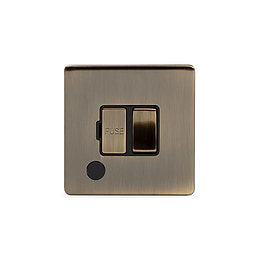 Soho Lighting Antique Brass 13A Switched Fused Connection Unit (FCU) Flex Outlet Blk Ins Screwless