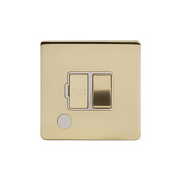 Soho Lighting Brushed Brass 13A Switched Fuse Connection Unit Flex Outlet Wht Ins Screwless